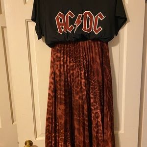 Leopard pleated skirt- L